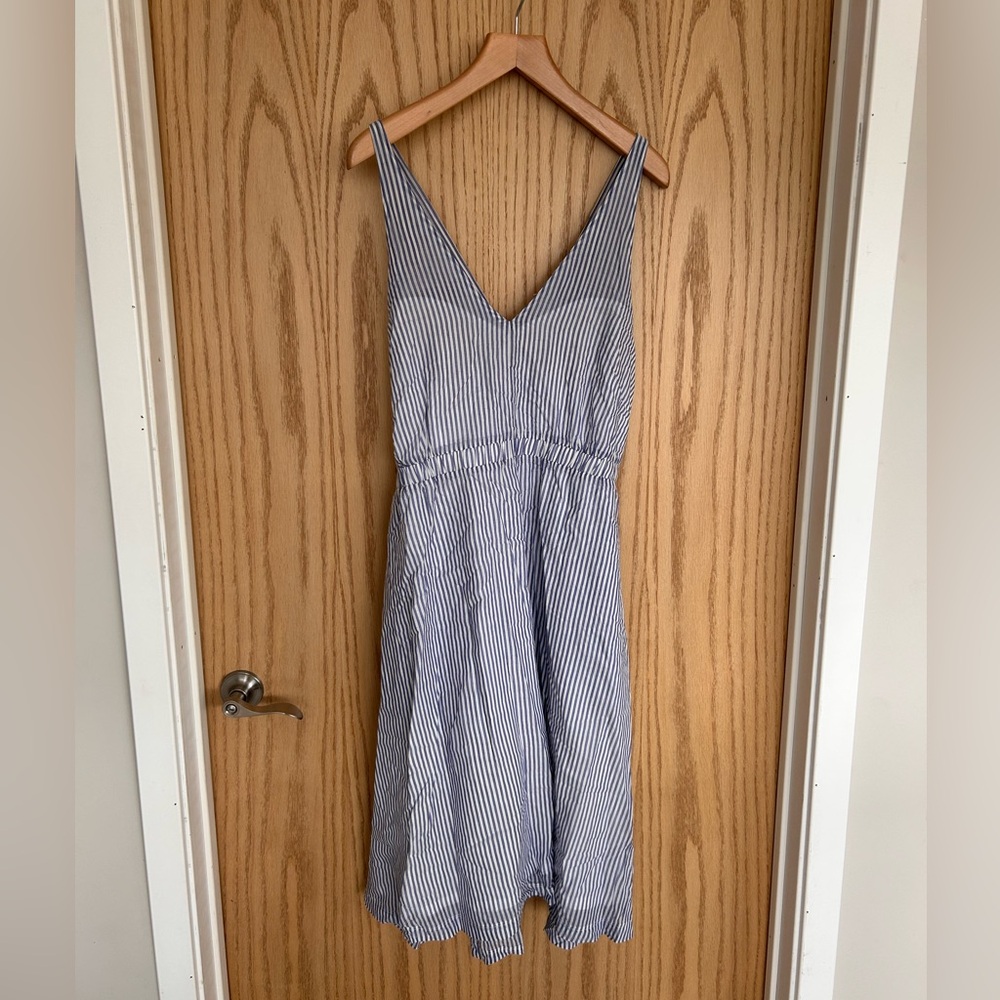 Blue and White Striped JCrew V-Neck Sundress